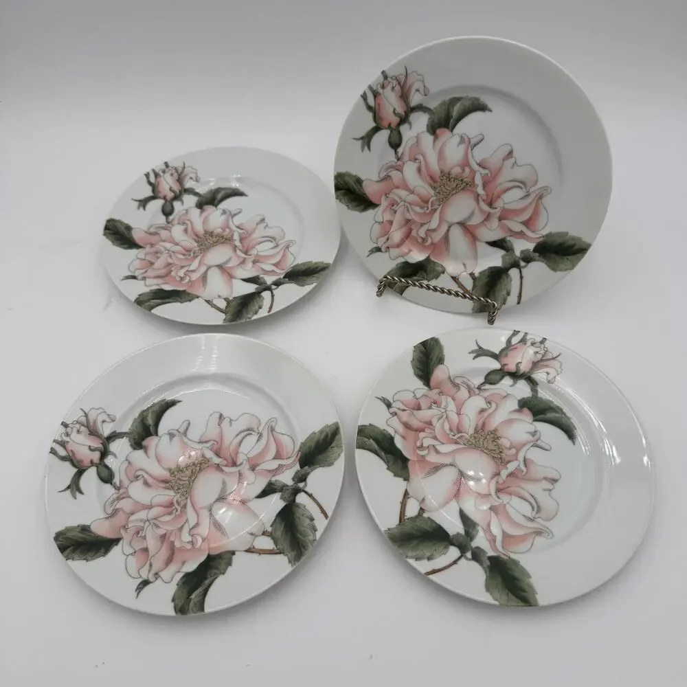 Vintage Salad Plates in Summer Rose by Fitz and Floyd set of 4, 7.5